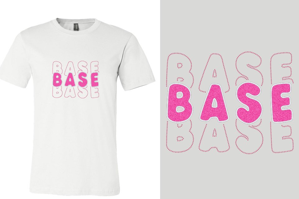 BASE 3-lines glitter rhinestones Unisex t-shirt