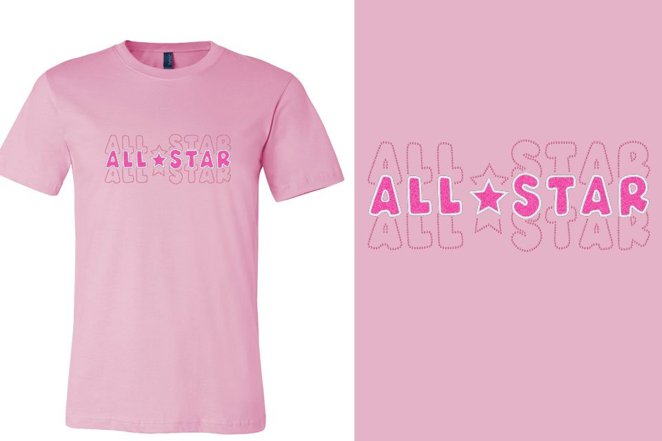 ALL STAR 3 lines glitter rhinestones Unisex t-shirt