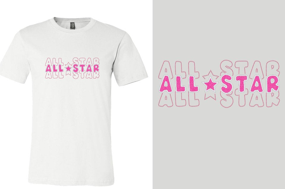 ALL STAR 3 lines glitter rhinestones Unisex t-shirt