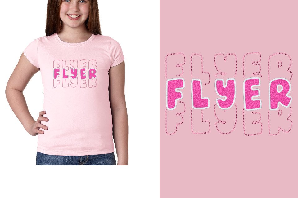 FLYER 3 lines glitter rhinestones Girls' Princess T-Shirt