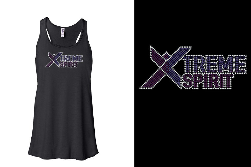 Rhinestones XTREME SPIRIT logo stones Youth Flowy Racerback Tank