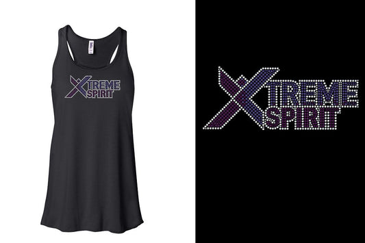 Rhinestones XTREME SPIRIT logo stones Youth Flowy Racerback Tank