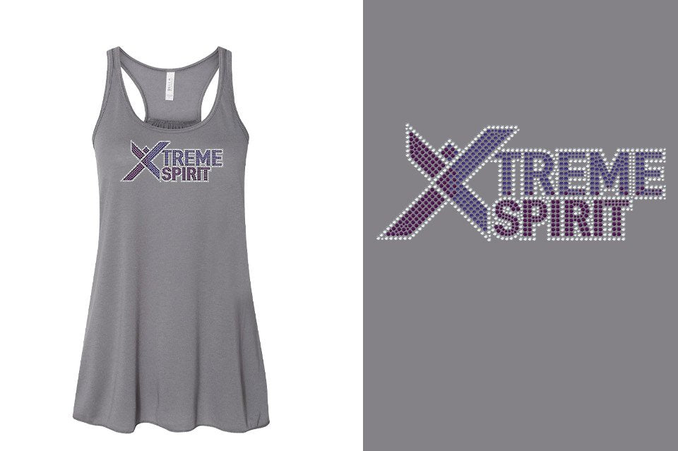 Rhinestones XTREME SPIRIT logo stones Youth Flowy Racerback Tank