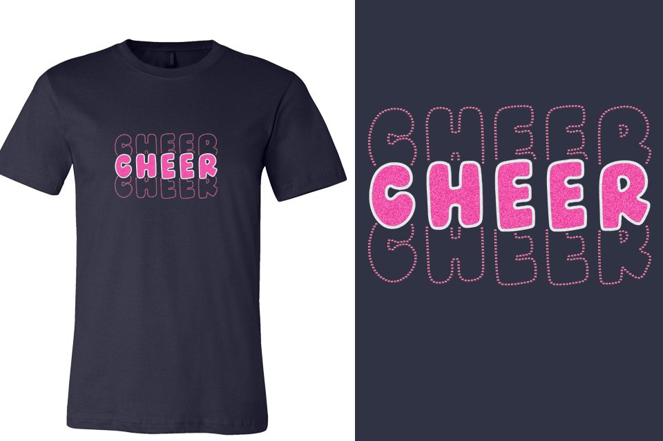 CHEER 3 lines glitter rhinestones Unisex t-shirt