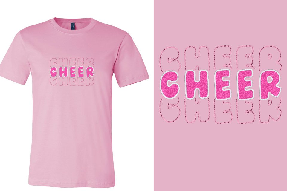 CHEER 3 lines glitter rhinestones Unisex t-shirt