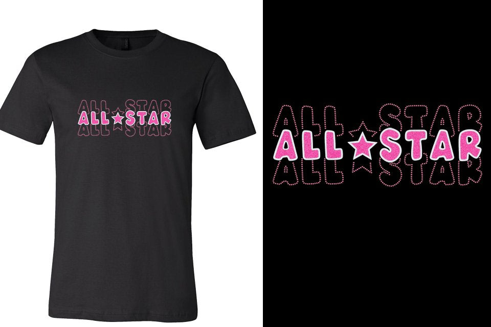 ALL STAR 3 lines glitter rhinestones Unisex t-shirt
