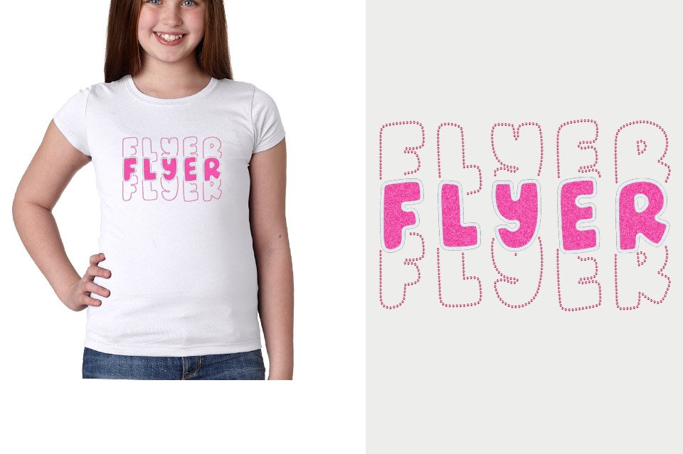 FLYER 3 lines glitter rhinestones Girls' Princess T-Shirt