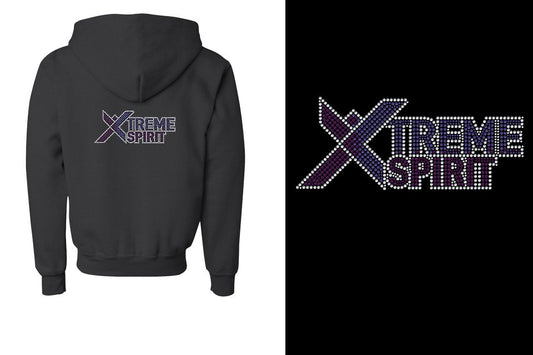 Rhinestones XTREME SPIRIT logo stones Youth Unisex Zip Hoodie